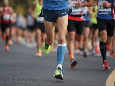 Can wearing a lightweight compression calf sleeve reduce marathon muscle soreness and improve pace?